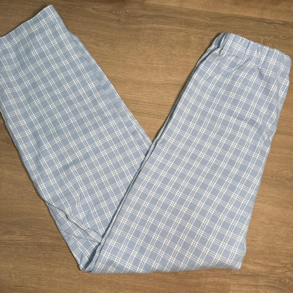 Brandy Melville Light Blue Checkered Chinos
